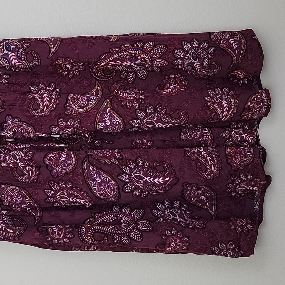 Forever 21 Wine Colored Paisley Print Mini Dress Or Tunic Top Junior S - Picture 3 of 16